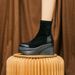 2025 Spring New Style Platform Thick-Soled Short Height-Increasing Elastic Martin Riding Women's Boots Trendy_vogvips.com