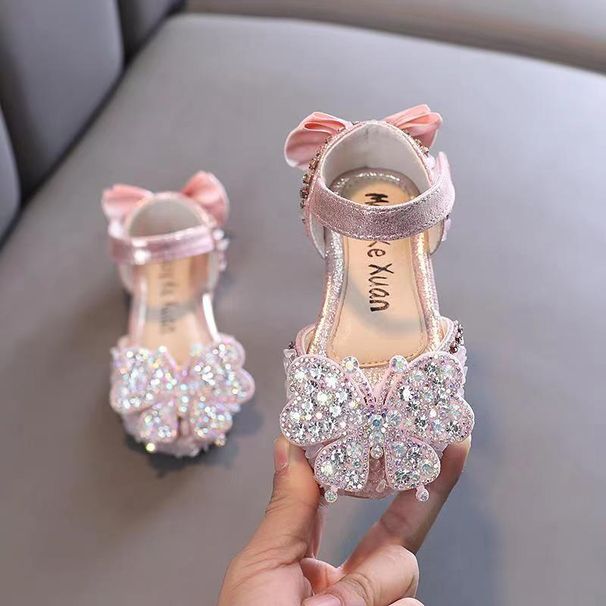 Rhinestones Soft Soled Girls' Sandals Princess Shoes Children's Shoes Spring Leather Shoes For Girls_vogvips.com