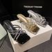 Women's Glitter Strappy Sandals – French-Inspired Block Heel Open-Toe Shoes For Dresses (Black/Gold/Silver)_vogvips.com