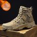 Men's High-Top Lace-Up Winter Boots, Fashionable Outdoor Ankle Boots With Fleece Lining, Warm & Comfortable Casual Shoes For Teens & Adults_vogvips.com