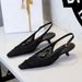 Lace Mesh Fine Heel Low Heel Single Shoes Women's One-word Buckle Strap Bag Head Hollow Pointed Women's Shoes_vogvips.com