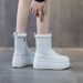 Women's Short 2025 Winter New Fleece-Lined Real Fur Warm Snow Thick Sole Platform Leather Mid-Calf Simple Boots_vogvips.com
