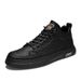 Spring New Breathable High Top Men's Fashion Versatile Black Leather Casual Anti Slip Chef Board Shoes_vogvips.com