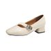 French Style Square Toe Shallow Mouth Single Shoe For Women 2025 New Spring And Autumn Metal Buckle Strap Small Leather_vogvips.com