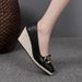 Women’s Shoes Spring And Autumn New Straw Wedge Shoes Women's Retro Square Head Buckle High Heel Shallow Mouth Shoes Rope_vogvips.com