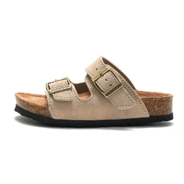 RUIZUSTOCK Spring New Children's Suede Cork Slippers Boys' Beach Shoes Girls' Student Sandals Breathable_vogvips.com