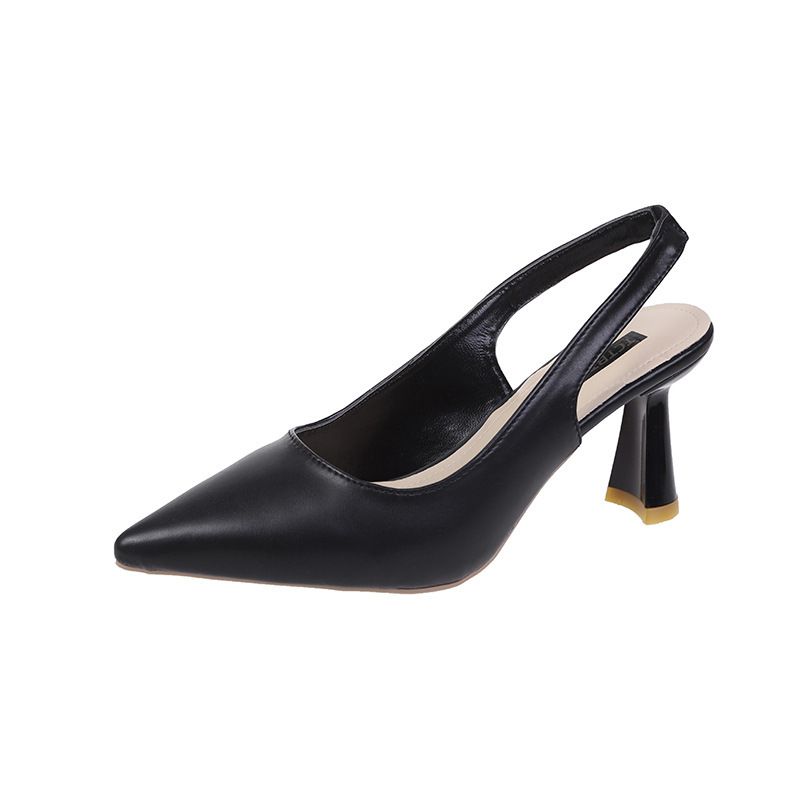 Spring/Summer New Pointed High Heels Thin Heel Closed Toe Sandals Backless Shallow Mouth Single Shoes Women_vogvips.com