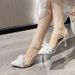 French Style Transparent Pointed Toe Stiletto High Heels 2025 New Closed-Toe Sandals For Women Spring Summer Small Heel_vogvips.com