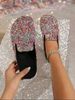 Brick Patterned Slippers, Women's Sequined Half Slippers, Adult Cork Shoes, Comfortable Casual Non Slip European And American Style Sandals._vogvips.com