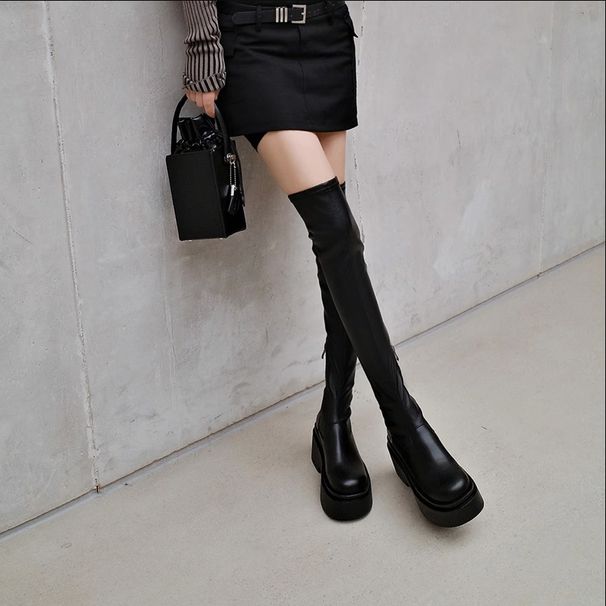 Platform Over-the-Knee 2024 Autumn Winter Internet Celebrity Slimming Hot Girl Height Increasing Slim Petite Non-Slip_vogvips.com