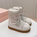 Fashion Pleated Thick-Soled Snow For Women 2024 Winter New Versatile Cotton Shoes Non-Slip Thickened Warm Lace-Up Short_vogvips.com