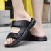 Outdoor Men Slippers Leather Lightweight Flip-flops Summer Casual Beach Sandals Male Flat Non-Slip Comfort Classic Lazy_vogvips.com