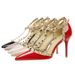 6289-2 European And American Sexy Nightclub Thin Slimming Heel Pointed Toe High Heels Women's Rivet Hollow Strap Sandals_vogvips.com
