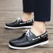 Men's Color Block Leather Boat Shoes Casual Lace Up Moccasins Non Slip Deck Loafers For Summer Daily Wear_vogvips.com