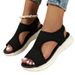 Cross-border European American Style Spring And Summer Fashion Soft Fly-knit Breathable Flat Sandals Casual Large Size_vogvips.com