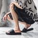 3031 Men's Summer Leather Slippers With Foot One Line, Suitable For Wearing Outside, Non Slip, Bathroom, Shower, And_vogvips.com