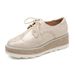 Fashion Brogue Carved Leather Lace-up Thick Sole Platform Wedge Casual Shoes College British Style_vogvips.com