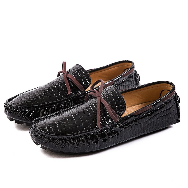 2025 Summer Large Crocodile Lightweight Bean Trendy Style Casual Driving Leather Shoes Men's_vogvips.com