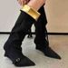 2025 Autumn Slimming Sleeve Knight Pointed Toe Hidden Wedge Two-Way Wear Niche Hot Girl Over-the-Knee Fashion Boots_vogvips.com