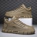 Men's Casual Leather Shoes Thick Soles All-In-One Work Board Shoes Low Sports Men's Shoes_vogvips.com