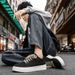 Men's Platform Canvas Sneakers Breathable Lace Up Non-Slip Casual Skate Shoes_vogvips.com