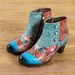 Blue Dream Butterfly Autumn Winter Low Tube Contrast Color Leather Patchwork European American Vintage Fashion Boots_vogvips.com