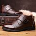 Winter Shoes Winter High-top Shoes Fleece-lined Men's Shoes Winter Warm Thickened Middle-aged Men's Cotton Shoes Genuine Leather Business Cotton Leath_vogvips.com