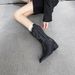 Cowhide ~ Cai Wenjing Same Style V-Cut Small Square Western Cowboy Short Embroidered Pointed Toe Mid-Calf Boots_vogvips.com