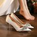 Autumn New Shallow Mouth Stiletto High End Rhinestone Satin Silver White French Wedding Bride Single Shoes_vogvips.com