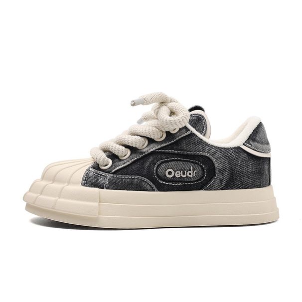 Shell headed canvas in spring 2025, small sporty, thick soled, casual and comfortable board shoes for trendy women_vogvips.com