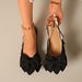 Women's Summer Flat Sole Bow Tie Sandals Plus Size Pointed Toe Open Back Style European American_vogvips.com