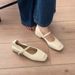 Soft Genuine Leather Mary Jane Shoes For Women – Square Toe Low Heel Slip-On Comfortable Casual Flats With Buckle Strap (Yellow, Beige)_vogvips.com
