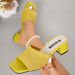 Plus Size Mid Heel Sandals For Women, 2025 Summer New Korean Style, Flyknit, Wearable, One Strap, Fashionable, Chic, And Sophisticated._vogvips.com