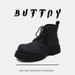 Martin Boots Men's Black High-top Leather Shoes Thick-soled Heightening Medium-top Retro Tooling Short Boots_vogvips.com