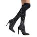 Elegant Pointed-Toe High Heel Boots With Rhinestone Patterns - Stretchy & Stylish Women's Fashion Boots For Streetwear & Outdoor"_vogvips.com
