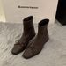 Butterfly Knot Elastic Slim 2025 Autumn Square Toe Chunky Heel Short For Women Back Zipper Slimming Martin Boots_vogvips.com