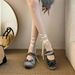 Runaway Princess~ French Style Soft Sole Velvet One-Strap Mary Jane For Women Early Spring Annual Meeting Fairy Bowknot_vogvips.com