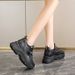 2025 Autumn Winter New Women's Height Increasing Thick Sole Sports Sneakers Solid Color Round Toe Casual Hidden Wedge_vogvips.com