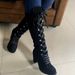 Women's Heeled Knee High Boots, Solid Color Lace Up Chunky Heeled Boots, Versatile Comfy Long Boots_vogvips.com