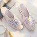 2025 Large Summer Short Slope Heel Thick Sole Sandals Embroidered Flower Women's Slippers Pointed Fashion Nail Beads_vogvips.com