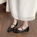 French Square Head Single Shoes Women's Light Mouth Thick Heel With Buckle Mary Jane Shoes_vogvips.com