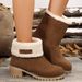 Women Ankle Boots Autumn Winter Short Boots New Autumn Winter Mid Calf Solid Color Chunky Heel Furry Snow Boots Casual Slip On Cotton Shoes_vogvips.com