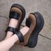 Retro Thick-soled Velcro Single Shoes Women's Muffin Thick-soled Fashion Trend Round Head Velcro Big Head Shoes Women_vogvips.com