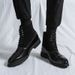 European Warm Series Autumn New High-top Martin Men's Fashion British Style Trendy Short Boots Pointed Casual Leather Shoes_vogvips.com