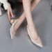 Princess Closed Toe Chunky Sandals Plus Size Women's Shoes Woven Soft Sole One Strap Fashion Fly Weave Mid High Heel_vogvips.com