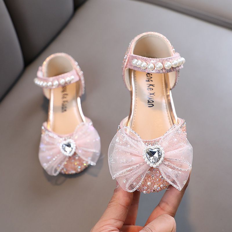 New Pearl Bow Girl Princess Girl Baby Princess Single Shoe Shoes Dance Show_vogvips.com