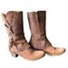New Plus Size Shoes, Thick Heels, Leather With Side Zippers, Martin Boots, Women's New British Style Mid Top Boots_vogvips.com