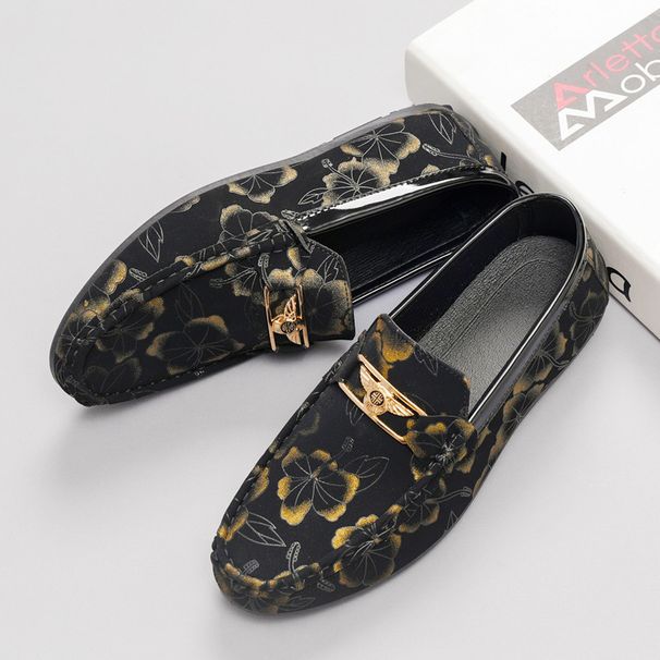 SHLIANG Men's Loafers Flower Pattern Business Casual Formal Shoes Driving Shoes Fashion Popular For Men Work Footwear Y0305_vogvips.com