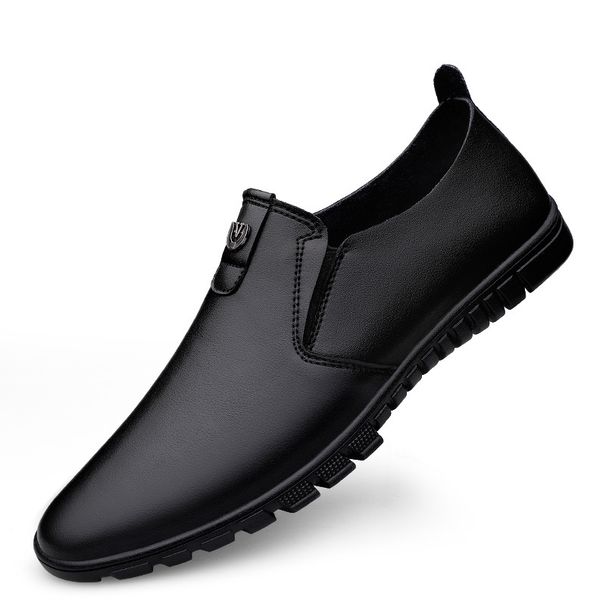 Men's Round Head Leather Casual Men's Casual Single Shoes Front Lace-up Loafers Casual Leather Shoes Men's Shoes_vogvips.com
