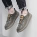 Men's Round Head Two-layer Cowhide Men's Board Shoes Ront Lace-up Low-heeled Casual Men's Shoes Direct Sales_vogvips.com